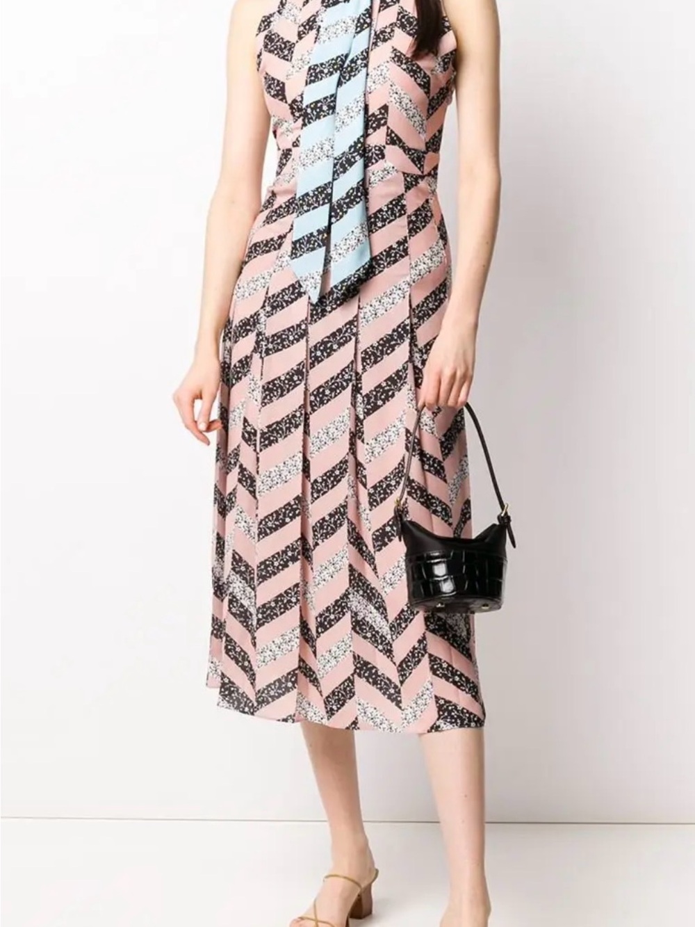 Olivia Palermo Chevron Striped Long Line Dress